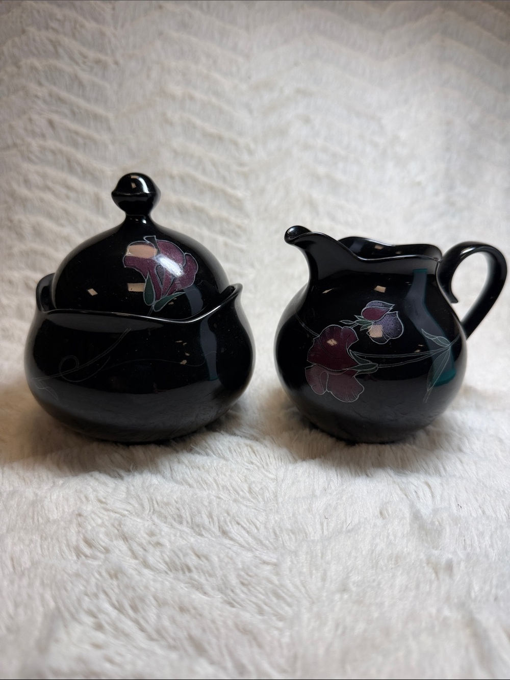 Mikasa Rondo Tango EJ 702 Creamer & Sugar Bowl Floral Decorated Rare Collectible
